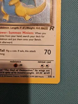 Pokemon TCG Dark Dragonite Holo Rare Card 5/82 (Swirl) Team Rocket Series MP - Image 5