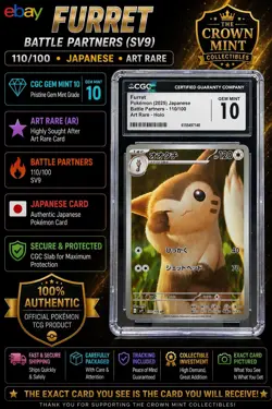 CGC 10 Furret 110/100 AR Battle Partners SV9 Japanese Pokemon Card Gem Mint - Image 1