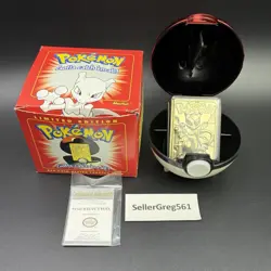 1999 Burger King Mewtwo Pokemon 23K Gold Plated Card With Box COA Vintage - Image 1