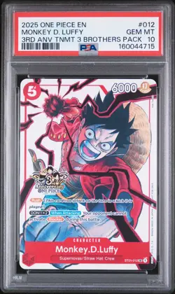 2025 ONE PIECE #012 MONKEY D. LUFFY PSA 10 3rd Anniversary TOURNAMENT English - Image 1