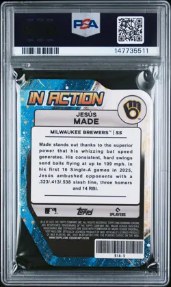 2025 BOWMAN DRAFT BOWMAN IN ACTION MINI DIAMOND #BIA-5 JESUS MADE 32/150 PSA 8 - Image 2
