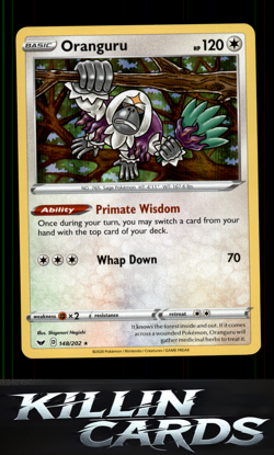 Oranguru 148/202 Pokemon Holo Rare SWSH01: Sword & Shield Base Set Card NM - Image 1