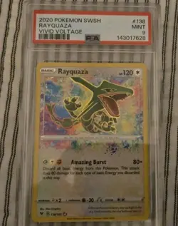 Pokemon Rayquaza Amazing Rare Holo Vivid Voltage 138/185 PSA 9 2020 - Image 1