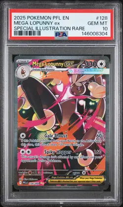 2025 POKEMON PFL EN-PHANTASMAL FLAMES #128 MEGA LOPUNNY EX PSA 10 - Image 1