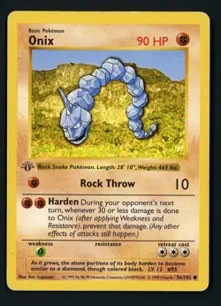 Onix HP 56/102 - 1st Edition Base Set Shadowless - Pokemon 1999 (B) - Image 1