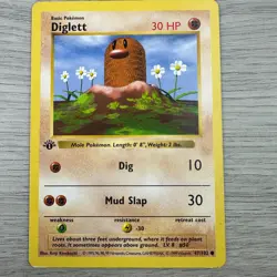 Pokemon Diglett 47/102 1st Edition Base Set Shadowless WOTC 1999 LP - Image 1