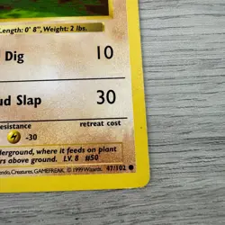 Pokemon Diglett 47/102 1st Edition Base Set Shadowless WOTC 1999 LP - Image 2