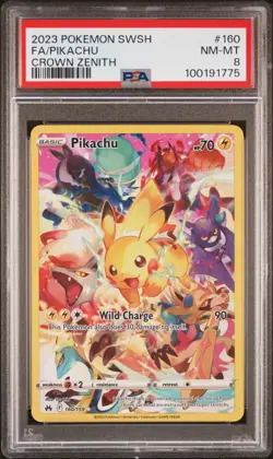 2023 POKEMON SWORD & SHIELD CROWN ZENITH #160 FULL ART/PIKACHU PSA 8 - Image 1