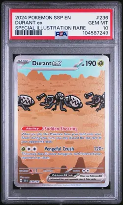 2024 Pokemon Durant ex 236/191 SIR SV08: Surging Sparks PSA 10 GEM MINT - Image 1