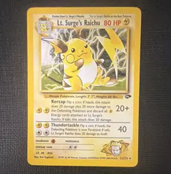 Pokemon TCG Lt. Surge's Raichu 11/132 Gym Challenge Holo Rare 80 HP 2000 - Image 1
