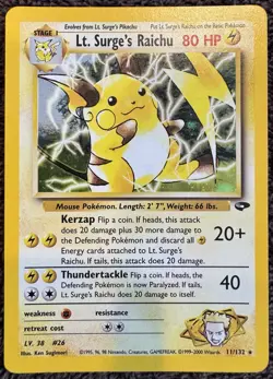 Wizards of the Coast Lt. Surge's Raichu Gym Challenge Holo Rare 11/132 2000 - Image 1