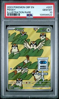 PSA 10 Pidgey 207 Illustration Rare IR Obsidian Flames Pokemon Card 2023 GEM - Image 2