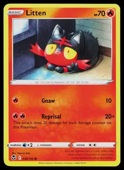 LITTEN 030/195 COMMON SILVER TEMPEST POKEMON NM - Image 1