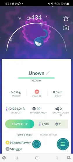 Pokemon Go Shiny Unown U - Image 1