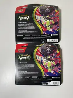 2 Pokemon TCG Mega Evolution Perfect Order 3-Pack Triple Blister Chikorita Promo - Image 3
