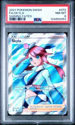 Pokemon Sword & Shield Shining Fates Skyla #072/072 Full Art Trainer PSA 8 - Image 1