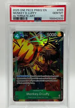 2025 One Piece Monkey.D.Luffy PRB02-005 SR Alternate Art - PSA 10 Gem Mint - Image 1