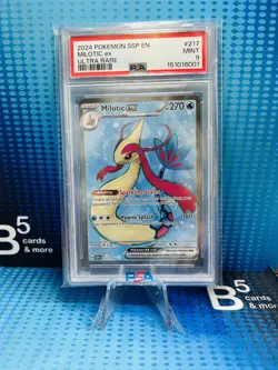 2024 POKEMON SSP EN-SURGING SPARKS ULTRA RARE #217 MILOTIC EX PSA 9 - Image 1