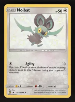Noibat SV43/SV94 Pokemon Hidden Fates Shiny Holo Card - Image 1