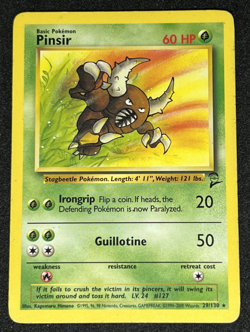 Pinsir 29/130 Base Set 2 WOTC Non Holo Rare Pokemon Card MP - Image 1