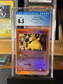CGC 8.5 Makuhita 58/109 Pokemon EX Ruby & Sapphire TCG Card Reverse Holo - Image 1