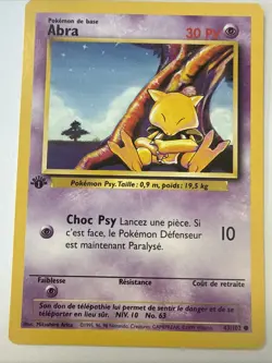 1999 French Base Set 1st Edition Abra Pokemon #43 - Image 1