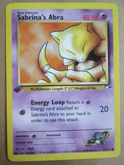 Sabrina's Abra - 91/132 - 1st Edition WOTC TCG—Gym Heroes Set Pokemon - Image 1