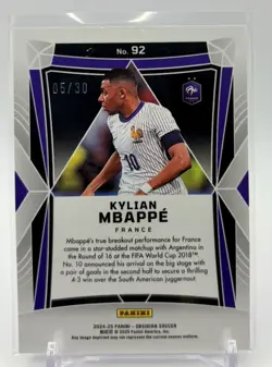 2024-25 Panini Obsidian - Kylian Mbappe - Purple Flood /30 - France - Image 4