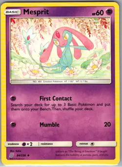 Mesprit 84/236 Non Holo SM - Unified Minds - Pokemon Card - NM - Image 1