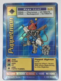 Puppetmon Card Bo-96 Mega Level Digimon Holo Foil, Bandai 1999/MINT Condition - Image 1