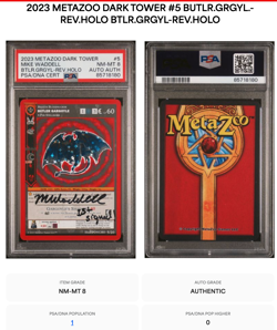 1ST POP 1 PSA 8 AUTO PONCHO DARK TOWER BUTLER GARGOYLE #5 HOLO Metazoo card tcg - Image 1