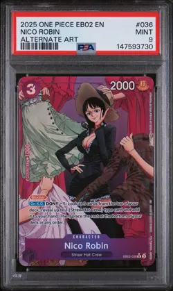 One Piece - Nico Robin EB02-036 Alternate Art Rare (EN) PSA 9 - Image 1