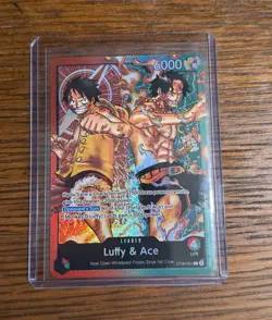 Bandai Luffy & Ace ST30-001 Leader Alt Art Holo 6000 Power English - Image 1