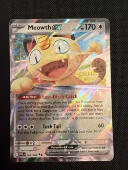Pokemon Perfect Order Meowth ex Double Rare Full Art Holo 062/088 - Image 1