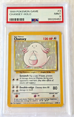 1999 POKEMON BASE SET UNLIMITED #3 CHANSEY-HOLO PSA 9 - Image 1