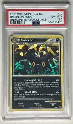 Umbreon #10 Holo Rare Cracked Ice–2010 Pokemon HGSS Undaunted PSA 8.5 POP 3 - Image 2