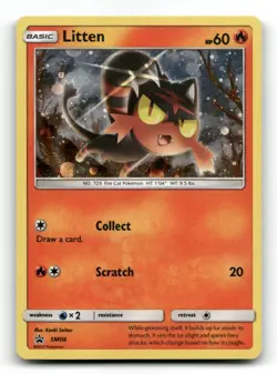 Litten - SM08 Holo Promo Sun & Moon Promo Pokemon Holo MP - Image 1