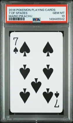 2016 POKEMON PLAYING CARDS MARIO PIKACHU 7 OF SPADES PSA 10 - Image 1