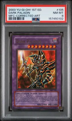 2003 YU-GI-OH! MFC-MAGICIAN'S FORCE 1ST EDITION-CORRECTED ART DARK PALADIN PSA 8 - Image 1