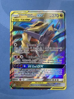 Pokemon TCG Garchomp and Giratina GX 146/236 Unified Minds Tag Team NM - Image 1