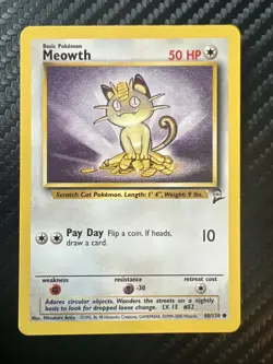 Pokemon TCG Einzelkarte Meowth Mauzi Base Set 2 80/130 Pokemon Card - Image 1