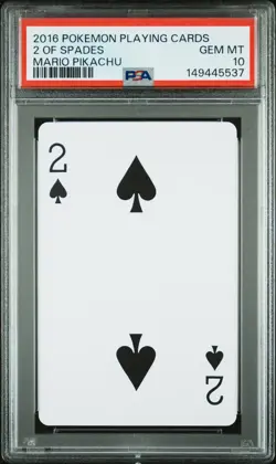 2016 POKEMON PLAYING CARDS MARIO PIKACHU 2 OF SPADES PSA 10 - Image 1