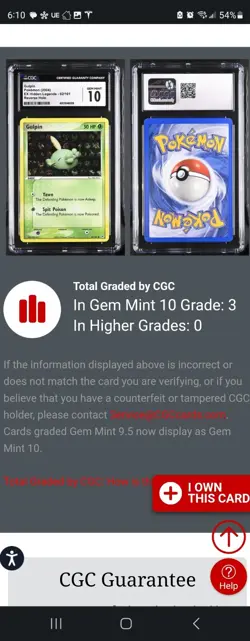 (POP 3) CGC 10 GEM MINT Gulpin EX Hidden Legends 62/101 Reverse Holo Pokemon - Image 5