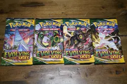 New Sealed Evolving Skies Pokemon TCG Booster Packs Complete Art Set (4 Packs) - Image 1