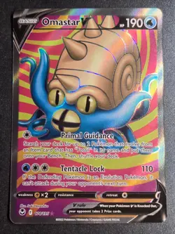 Omastar V 174/195 NM Silver Tempest Ultra Rare Pokemon - Image 1