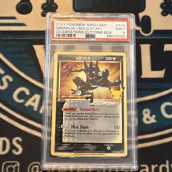 2021 Pokemon SWSH Greninja Gold Star Promo #144 PSA 9 Mint – Celebrations ETB - Image 1