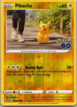 Pikachu (27) Common Pokemon GO 027/078 NM - Image 1