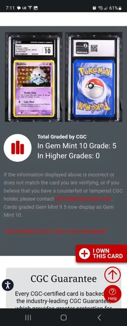 (TOP POP 5) CGC 10 GEM MINT Meditite 65/101 HOLO EX Hidden Legends Pokemon Card - Image 4