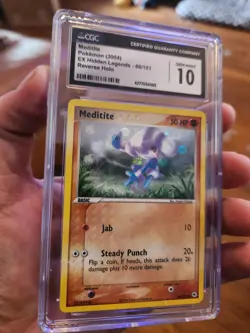 (TOP POP 10) CGC 10 GEM MINT Pokemon EX Hidden Legends Holo Meditite 66/101 Card - Image 1