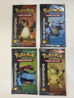 2016 Pokemon Generations Booster Packs Art Set 4 Packs FACTORY SEALED UNWEIGHED - Image 1